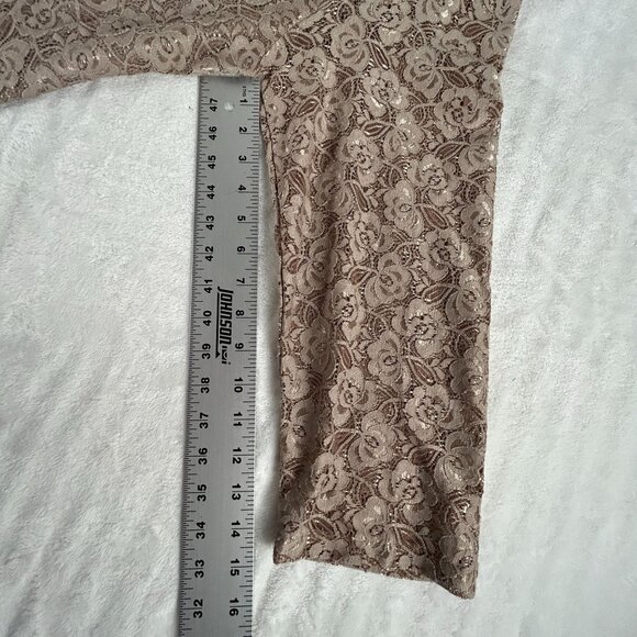 Transparente Womens Layered Ruffled Lace Dress Wool Blend One Size Tan Italy New - Picture 8 of 9